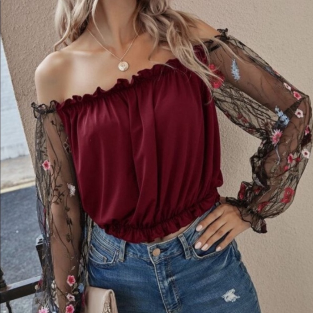 Embroidered Crop Top